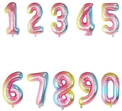 Giant Size 0 to 9 Number Balloons- 65cm / Multi Colour