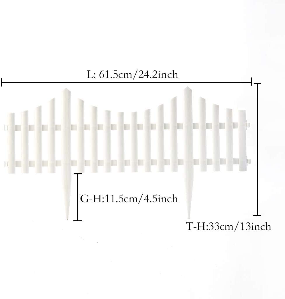 Light-weight Edging Plastic Picket Fences White( 24 Pc)