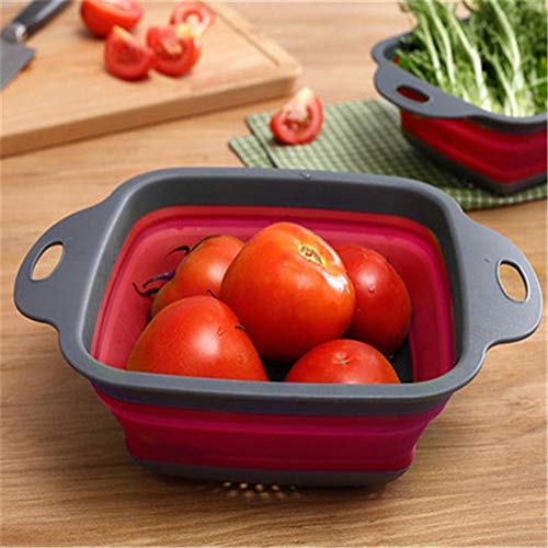 Collapsible Colanders Strainers Square (Red)
