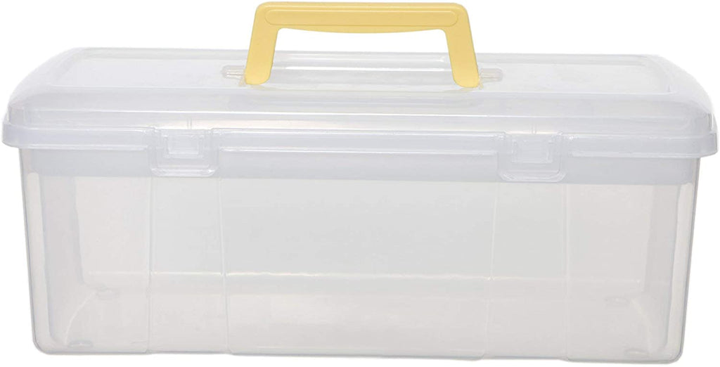 Whitefurze Utility Box with Yellow Handle, Natural, 5 Litre