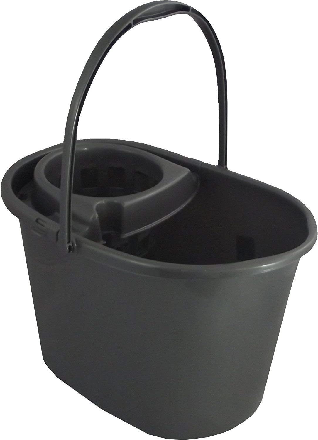 White Furze Plastic Floor Mop Bucket with Wringer, Silver