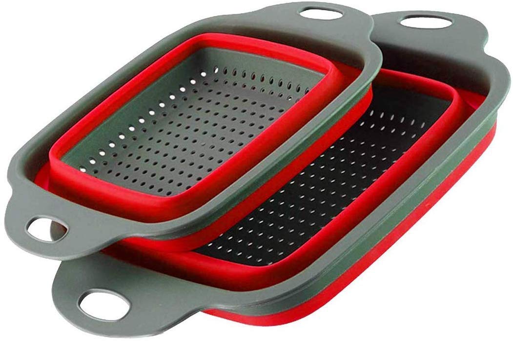 Collapsible Colanders Strainers Square (Red)