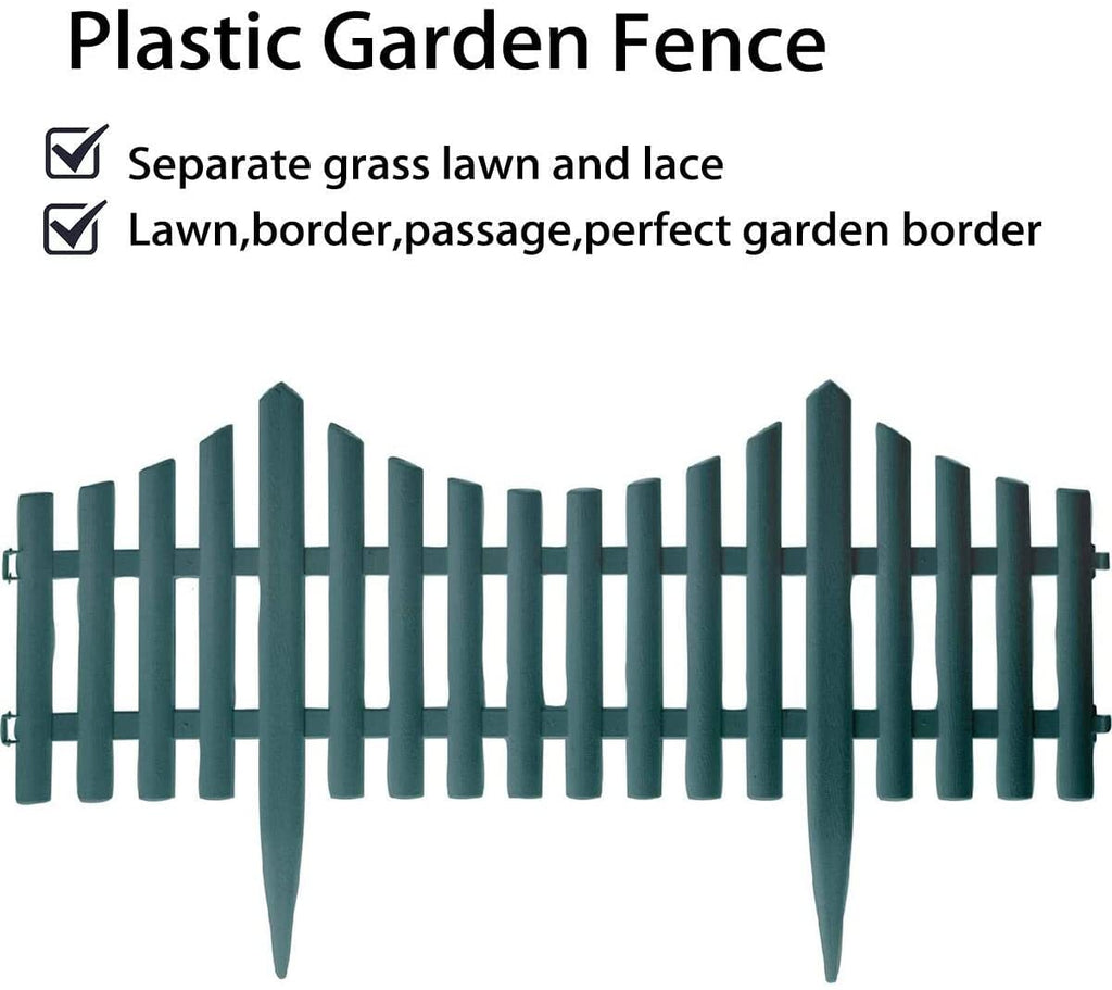 Garden Picket Green Edging Fence (Plastic) ( 24pc)