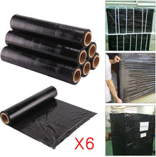 6 rolls of Shrink Pallet Stretch wrap Cling 400mm wide Black Colour 17mu Pallet Wrap