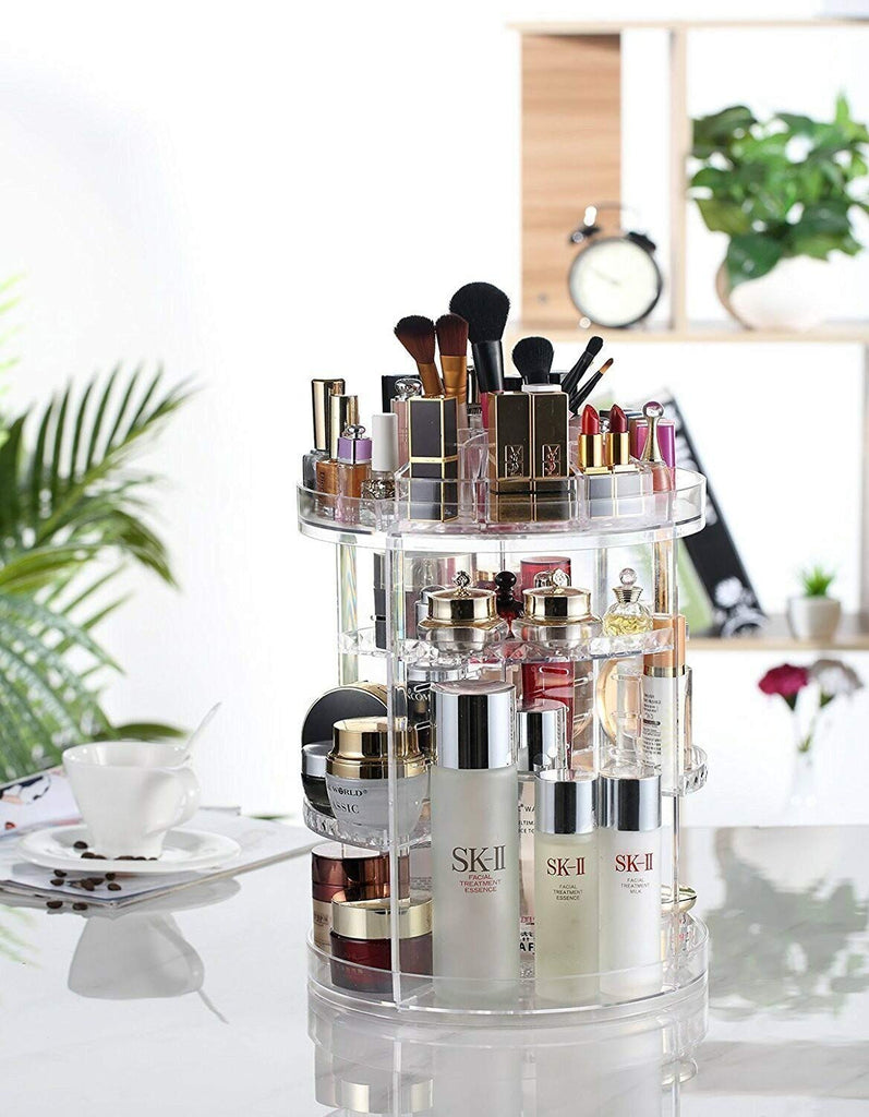 DIY Rotating Multilayer Cosmetic Organizer | 360 Degree | Adjustable Make-up Storage Display Case | Transparent Cosmetic Organiser