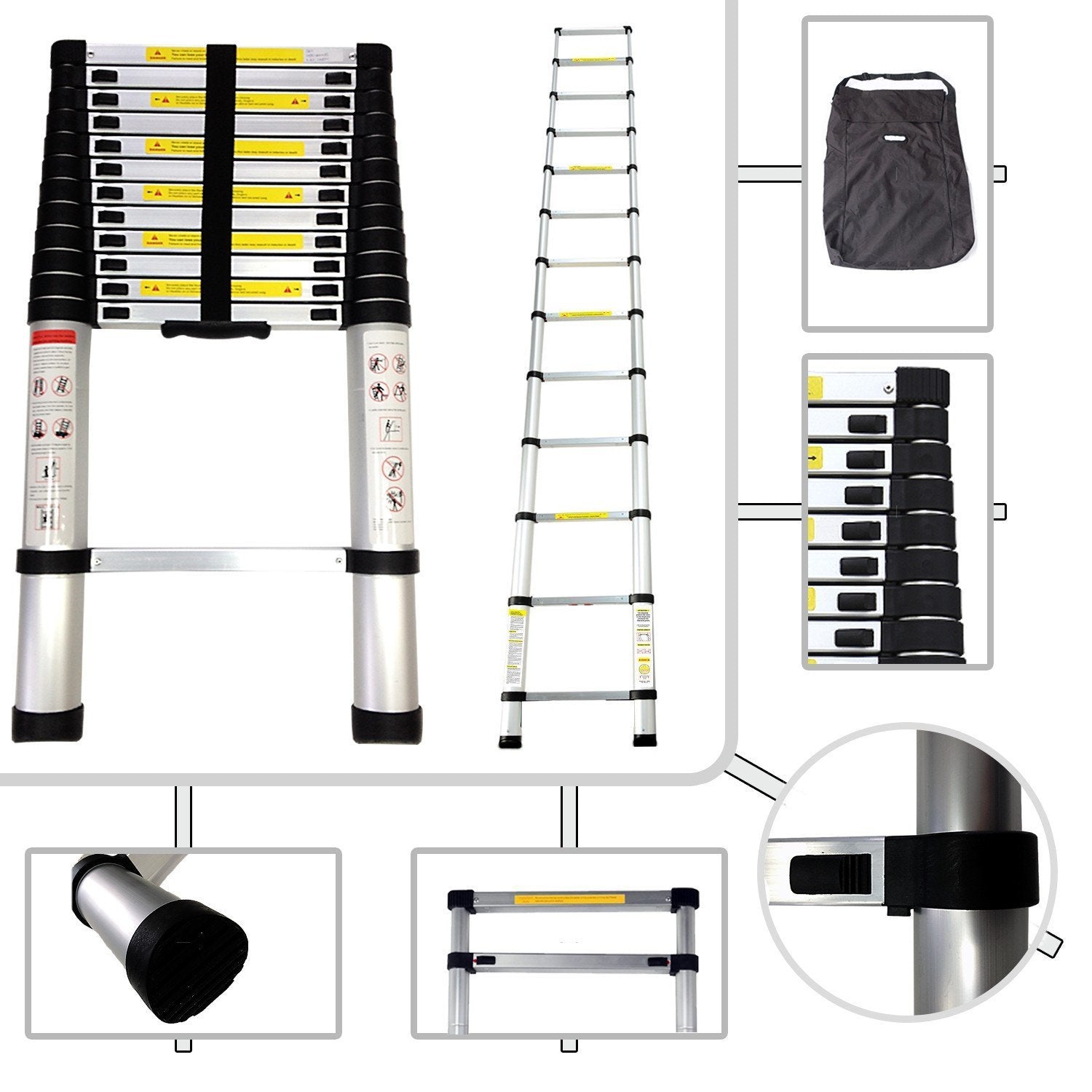 5M I-Type (Straight) Telescopic Extendable Extension Ladder EN131 MAX Load 150KG