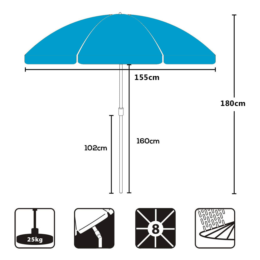 6ft Beach Umbrella / Parasols ( 9 Pcs)