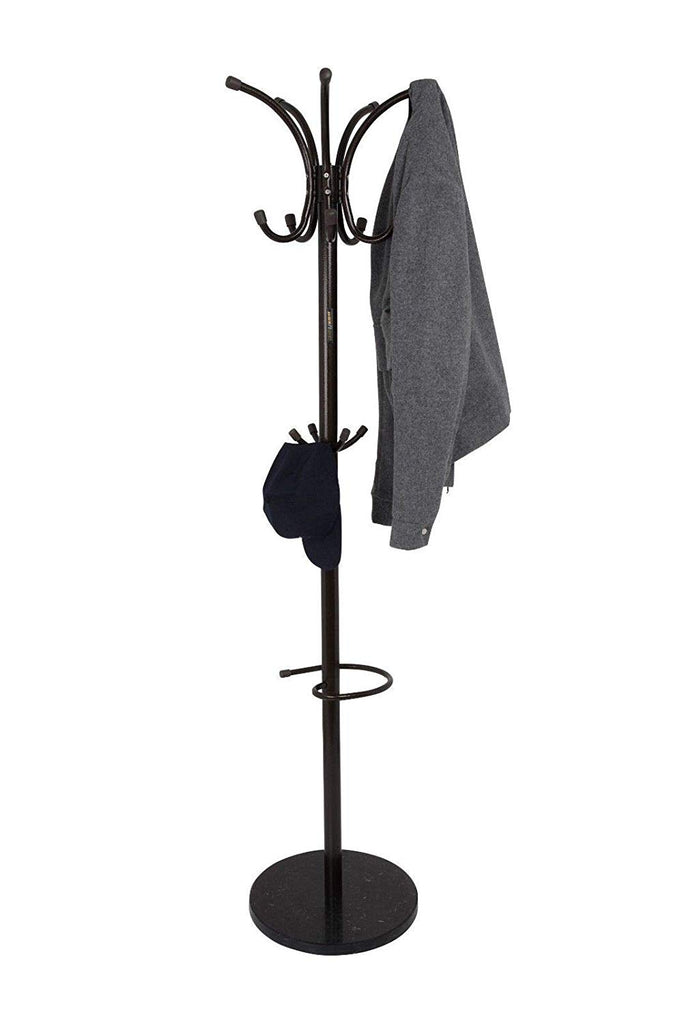 Free Standing Coat Stand With Rotating Hooks for Hanging Clothes & Accessories/Marble Base/Umbrella Holder (Black) Coat Stand
