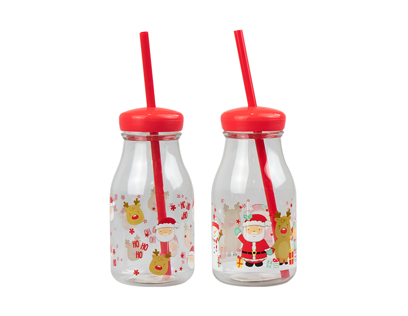 Kids Plastic Milk Jar & Straw (12 Units )