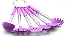 6-Piece Cooking Utensils Cutlery Set with Silicone Grip Handle / Cookware Set / Purple Kitchen