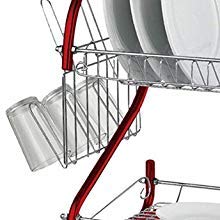Chrome Plated Durable Dish, Cutlery and Cup Drainer, 2 Tier, Red Counter  Top,kitchen storage, Organizer, mug holder over sink , drain board – Stella  Wholesale
