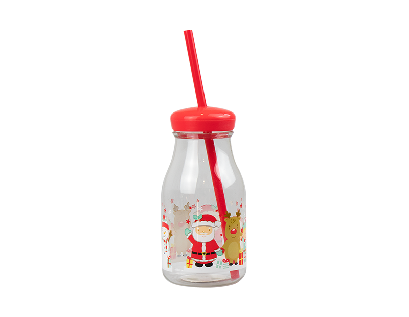 Kids Plastic Milk Jar & Straw (12 Units )